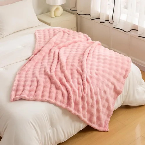 Miniatura 10 de YUSOKI - Manta de forro polar 3D con burbujas Felpa ultrasuave y esponjosa de 13.44 oz/m² Manta ligera y acogedora para sofá cama Para todas