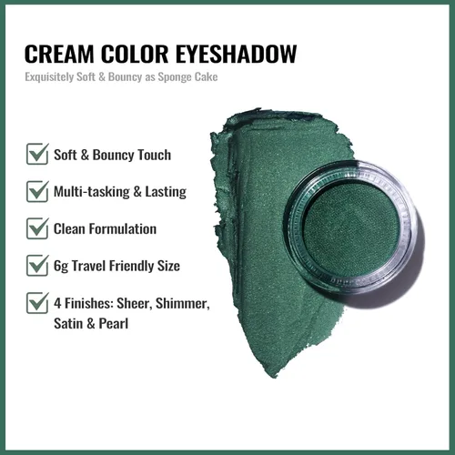 Miniatura 42 de Oulac Sombra de ojos en crema con brillo también para iluminador Sombra de ojos mezclable Resistente al agua y de larga duración con fórmula Pureza
