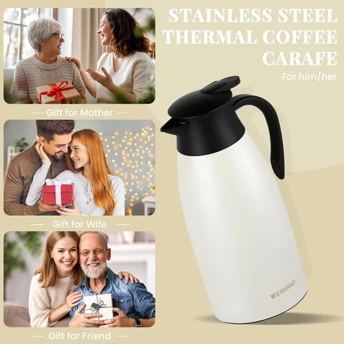 Miniatura 7 de Jarra de café de 34 onzas aisladas, jarras de café de acero inoxidable para mantener el calor, jarras térmicas a prueba de polvo para fiestas