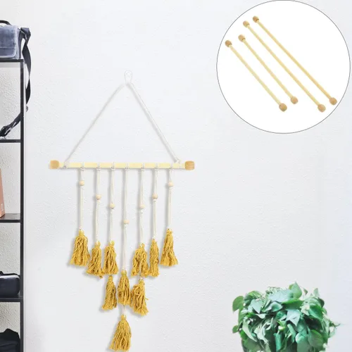 Miniatura 9 de EXCEART 4 barras de madera para colgar banderas de pared horizontales de bambú, varillas de macramé para colgar en la pared, postes para colgar