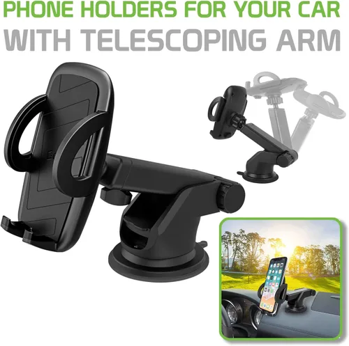 Miniatura 2 de Cellet Soporte telescópico para teléfono de coche – Soporte ajustable para tablero de instrumentos y parabrisas para teléfonos inteligentes