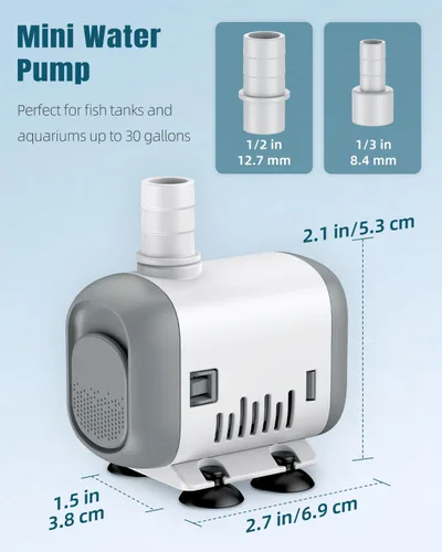 Miniatura 4 de Pawfly Bomba de fuente pequeña, bomba de agua sumergible de 130 GPH para fuente, mini bomba de agua de 8 W con elevación alta de 2.6 pies, bomba