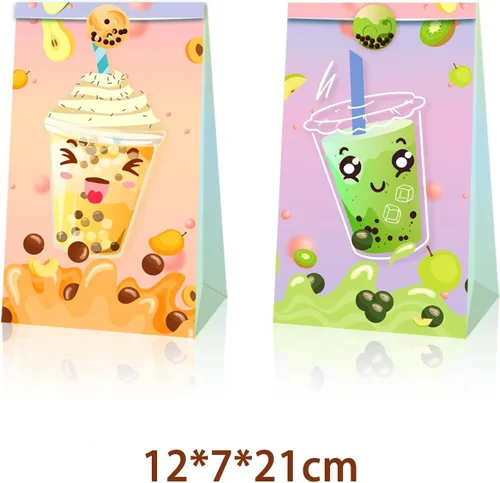 Miniatura 3 de 12 bolsas de fiesta de té Boba con calcomanías, recuerdos y decoraciones de fiesta de té Boba