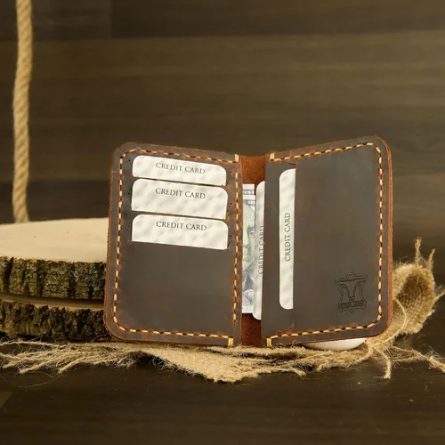 Miniatura 7 de Cartera de cuero hecha a mano, billetera de cuero minimalista, billetera plegable, billetera de bolsillo frontal, tarjetero de cuero hecho a mano