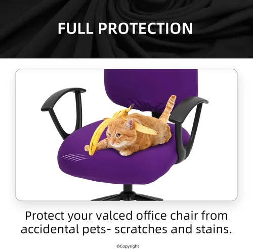 Miniatura 6 de Fundas Separadas Super Estirativas para Silla de Oficina - Funda Universal de Licra para Silla de Computadora - Cubiertas Lavables de Respaldo Morado
