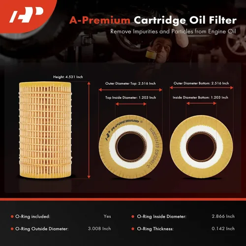 Miniatura 2 de A-Premium Filtro de aceite de protección de 2 piezas de 10K Miles compatible con Mercedes-Benz C230/240/250/280/300/32 AMG/320/350/43 AMG/55 AMG
