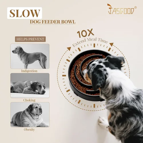 Miniatura 3 de JASGOOD Tazón de alimentación lenta para perros de tamaño grande y mediano, tazones de alimentación para mascotas que evitan la hinchazón, tazones