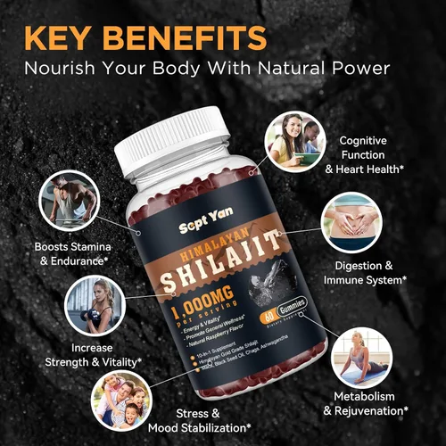 Miniatura 3 de Shilajit - Gomitas de 1000 mg – Shilajit puro orgánico del Himalaya para hombres y mujeres, más de 85 minerales traza resina Shilajit