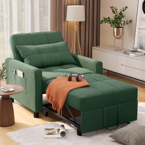 Miniatura 15 de Aiho Silla Cama Convertible, Sofá Cama 3 en 1 con Diseño Ajustable, Almohada y Bolsillo - Cama Extraíble para Apartamento, Gris Claro