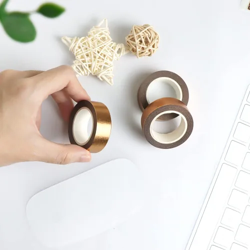 Miniatura 7 de NatSumeBasics 3 Cintas Washi de Bronce Dorado Metálicas para Enmascarar 0.6" x 32 pies. Cintas Washi de Papel Metálico para Manualidades Calcomanías