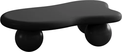 Miniatura 8 de Mesa de centro Cloud de 47.2 pulgadas con 3 patas de bola, moderna mesa central irregular para sala de estar, mesa de té pequeña baja y bonita