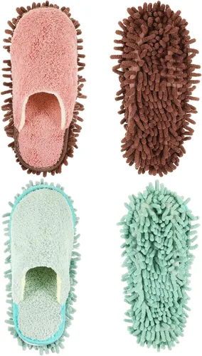 Miniatura 8 de Jecery 2 pares de pantuflas de microfibra para limpieza de suelos de chenilla, limpiadores de tabla base, herramientas de limpieza para el hogar