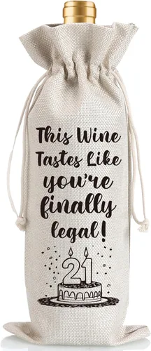 Divertidos regalos de cumpleaños 21 para ella, él, decoraciones de fiesta de cumpleaños de 21 años, regalos de bolsa de vino, decoración de feliz