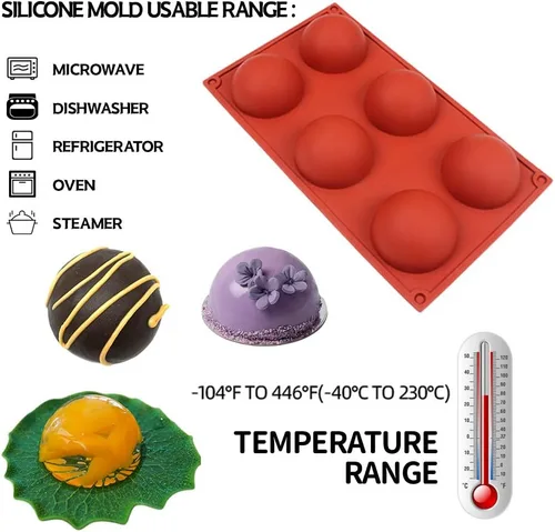 Miniatura 4 de BAKER DEPOT Molde de silicona para bomba de chocolate caliente, cúpula de mousse desierto de decoración de tartas, herramienta de decoración