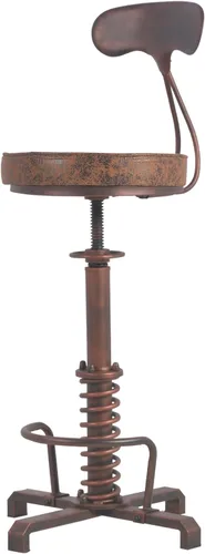 Taburete de bar industrial con respaldo de metal, taburetes de café rústicos con asiento de cuero giratorio, silla de isla de cocina vintage, sillas