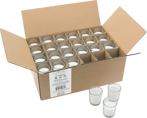 Miniatura 2 de Stonebriar SB-SP-3210A - Soportes votivos rellenos de cera sin perfume de 15 horas de duración, paquete de 48, color blanco y 96 unidades sin