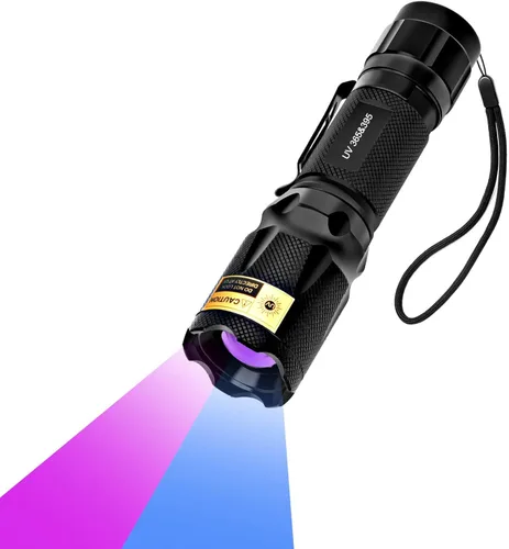 Linterna de luz negra UV - Luz negra de 365 nm y 395 nm para curado con pegamento UV, detección de manchas de orina, antifalsificación y más -