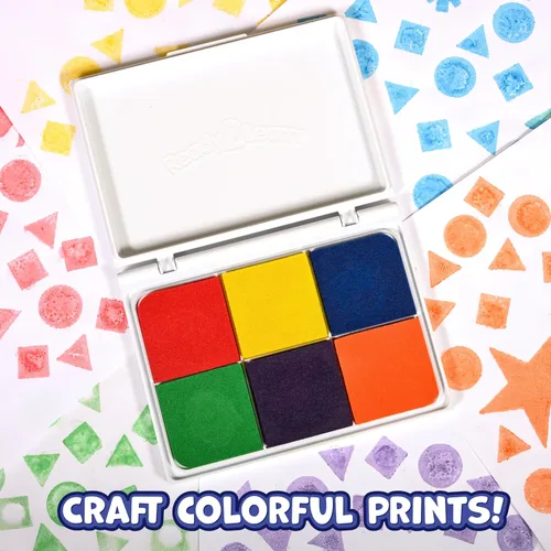Miniatura 5 de READY 2 LEARN Almohadilla de sello lavable Jumbo 6 en 1 No tóxica Resistente a la decoloración Perfecto para álbumes de recortes, carteles