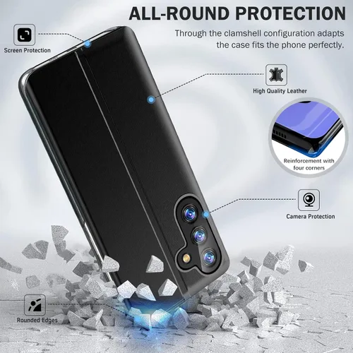 Miniatura 5 de Funda de teléfono para Samsung Galaxy A54 5G, Smart Clear View Window Luxury Slim para Galaxy A54 con soporte, funda protectora de cuero duro