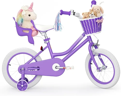 Miniatura 22 de KORIMEFA Bicicleta para niñas de 2 a 12 años, 12, 14, 16, 20 pulgadas, bicicleta para niños pequeños con ruedas de entrenamiento, bicicleta