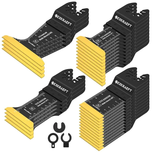EXKRAEFT 30 cuchillas oscilantes para herramientas, multiherramientas universales de titanio para clavos de metal, madera, plástico y material duro,