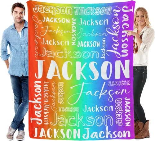 Miniatura 2 de Manta personalizada con nombre para adultos, manta de franela con nombre personalizado para niños y niños, Manta de franela personalizada