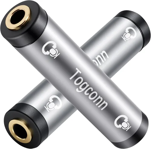 Miniatura 7 de Paquete de 2 acopladores de audio auxiliar TRS de 1/8 de pulgada y 0.138 in, conector de audio estéreo TRS hembra a hembra chapado en oro, conector