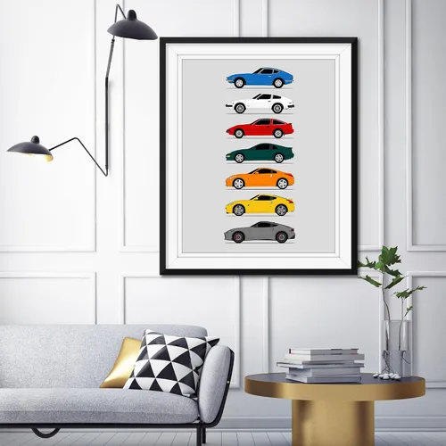 Miniatura 6 de Custom Car Posters Póster hecho a mano compatible con Nissan Z Car Generations (perfil lateral), decoración artística de Datsun Fairlady Z