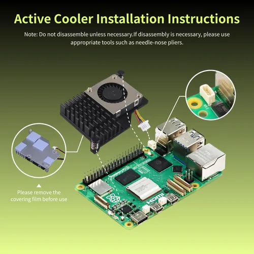 Miniatura 6 de iRasptek Kit básico de inicio para Raspberry Pi 5 4GB RAM- Incluye placa de 4 GB, fuente de alimentación PD de 27 W, caja de metal Pi5 y enfriador