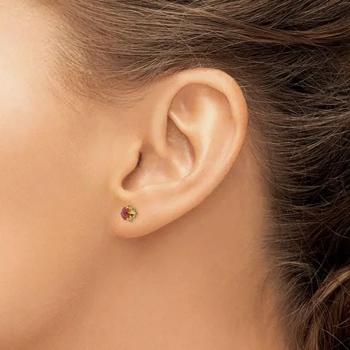 Miniatura 5 de Aretes de oro amarillo macizo de 14 k, 0.157 in, rubí sintético (Jul) con rosca trasera, 0.157 in, Gema, Rubí