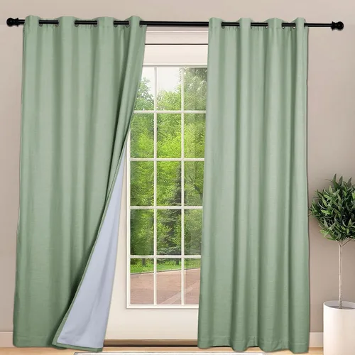 Miniatura 16 de Frelement Cortinas opacas extralargas de 108 pulgadas de largo, para sala de estar, cortinas de lino con bloqueo de luz, cortinas con aislamiento