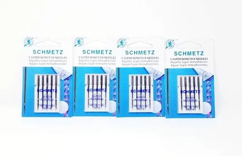SCHMETZ Agujas Super Antiadherentes (5 agujas por paquete) ~ Incluye 1 paquete de cada tamaño 70/10, 80/12, 90/14 y 100/16