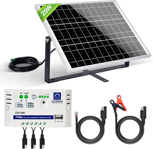 Miniatura 9 de ECO-WORTHY Cargador de batería solar de 25 W 12 V, mantenedor de goteo, kit de panel solar impermeable de 25 W + soporte de montaje ajustable +