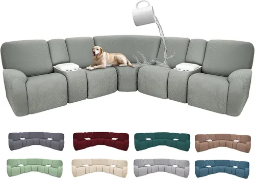 Miniatura 135 de Fundas de sofá reclinable seccional 100% impermeables para sofá reclinable en forma de L, funda de sofá modular de esquina en forma de L, fundas