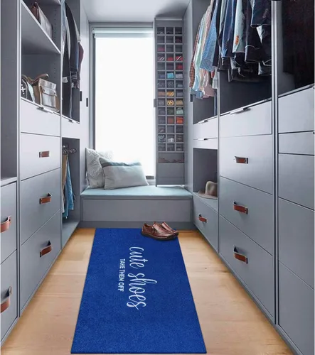Miniatura 6 de Felpudo de entrada para entrada lindo cartel de zapatos Quítatelos Señal de bienvenida Felpudos para puerta delantera Felpudos divertidos para Azul