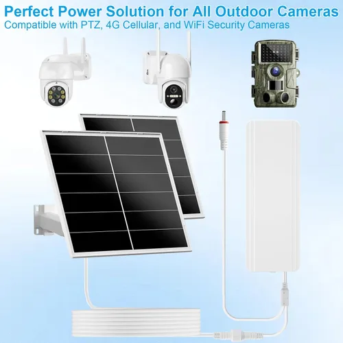 Miniatura 6 de Kit de panel solar de 40 W y batería de 24000 mAh para cámaras de seguridad PTZ, salida ajustable de 5 V/12 V, enchufes USB-C y CC, montaje de 360°