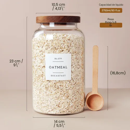Miniatura 2 de CZSZYGHBAO 2 piezas de tarro grande de vidrio con tapa hermética, tarros de vidrio para almacenamiento de alimentos para té, especias, cereal, 94.7