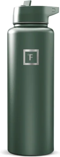 Miniatura 95 de IRON °FLASK Frasco de hidratación para acampar y senderismo con pajilla, botella de agua deportiva de acero inoxidable con aislamiento de boca Dark