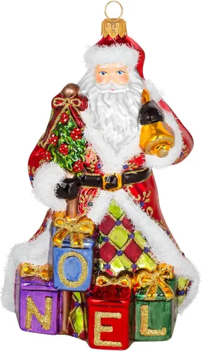 Miniatura 10 de Colección 2025 de Miss Christmas Adorno festivo de Papá Noel de 7.5 pulgadas de vidrio soplado para árbol de Navidad (Papá Noel elegante en blanco)