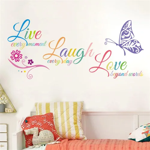 Miniatura 6 de Calcomanías motivacionales para pared Live Love Laugh, calcomanías inspiradoras para la familia, decoración con frases, murales de vinilo