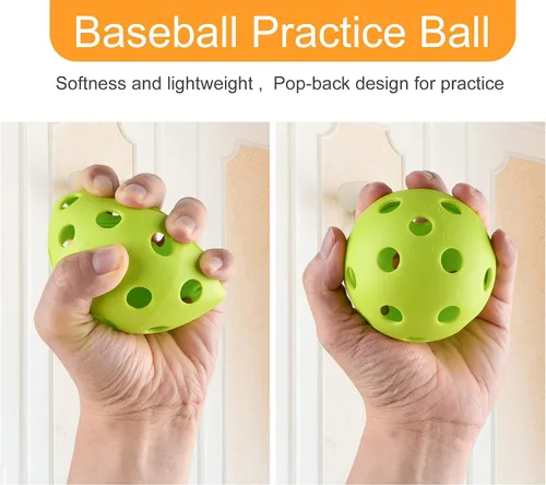 Miniatura 3 de Coopay Paquete de 24/80 pelotas de práctica de béisbol, bolas de entrenamiento de plástico, bolas de softball huecas ligeras para golpe, Verde