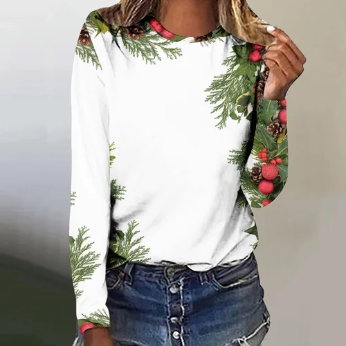 Miniatura 2 de Christmas Sweatshirt for Women Oversized Loose Fit Blouse Aesthetic Long Sleeve Sparkly Pullover Blouse Trendy Tops