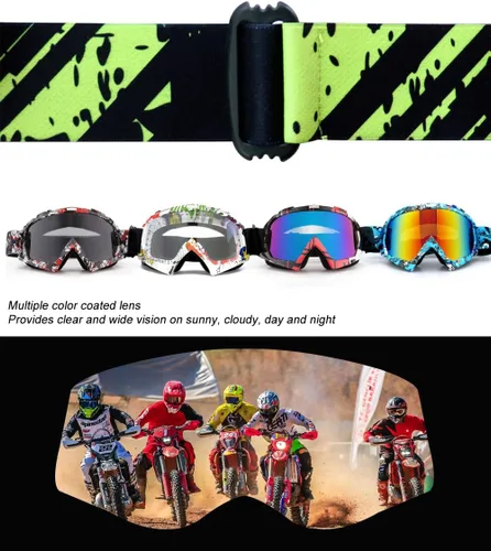 Miniatura 4 de SPOSUNE - Gafas para motocicleta, ATV, gafas UV400 para motocross, gafas para hombres, mujeres y jóvenes, gafas resistentes al viento y al polvo