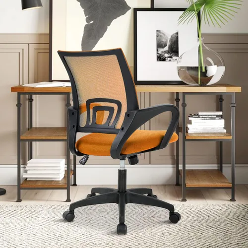 Miniatura 7 de Silla de escritorio ergonómica, sillas de oficina ajustables, silla de computadora con ruedas y soporte lumbar, sillas de oficina con respaldo medio