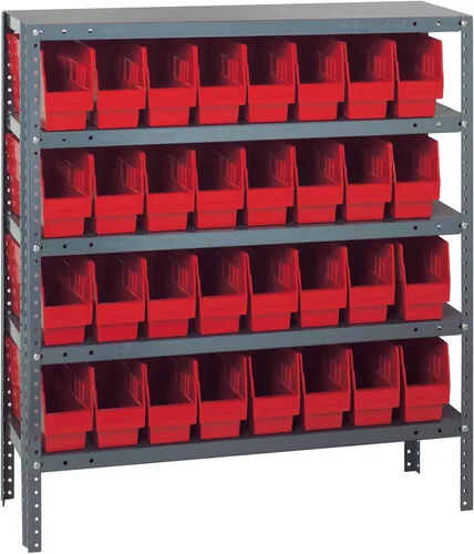 Miniatura 397 de Quantum QSBU-245BK Heavy Duty Shelving Unit with (7) Shelves and (24) QUS245 Black Bins for Garage Warehouse Storage Distribution 400 lb Load