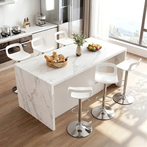 Miniatura 18 de LSSPAID Juego de 4 taburetes de bar giratorios de 360° de altura ajustable con respaldo y reposapiés, sillas de bar modernas de altura de mostrador