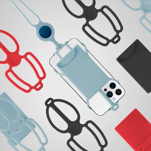 Miniatura 8 de BONE Lanyard - Correa para teléfono celular con ranura para tarjeta y bolsillo, cordón de silicona ajustable, soporte universal para iPhone