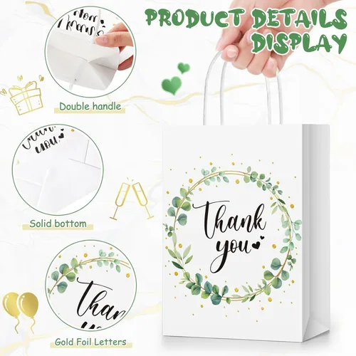 Miniatura 5 de Tinlade 30 bolsas de regalo de agradecimiento con papel de seda dorado con asa para graduación, negocios, compras, boda, ducha, regalos de fiesta