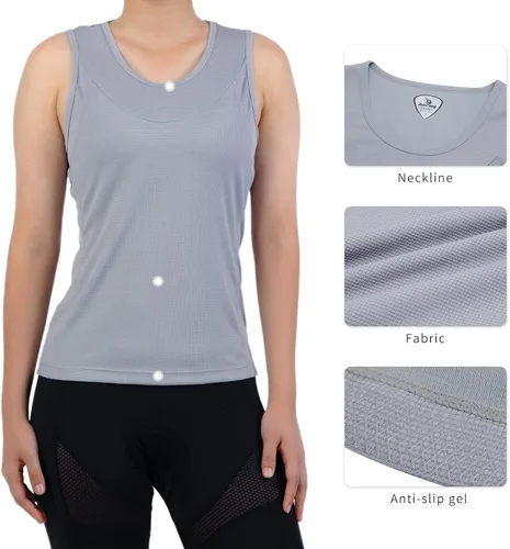 Miniatura 15 de Camiseta sin mangas de ciclismo con espalda cruzada para mujer, para interiores y exteriores, con bolsillos