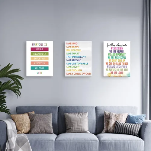 Miniatura 5 de Arte en Lienzo de Afirmación para Niños con Marco para Pared, Frase Inspiradora "I Am Kind I AM a Child of God" en Lienzo para Pared Listo para Sé